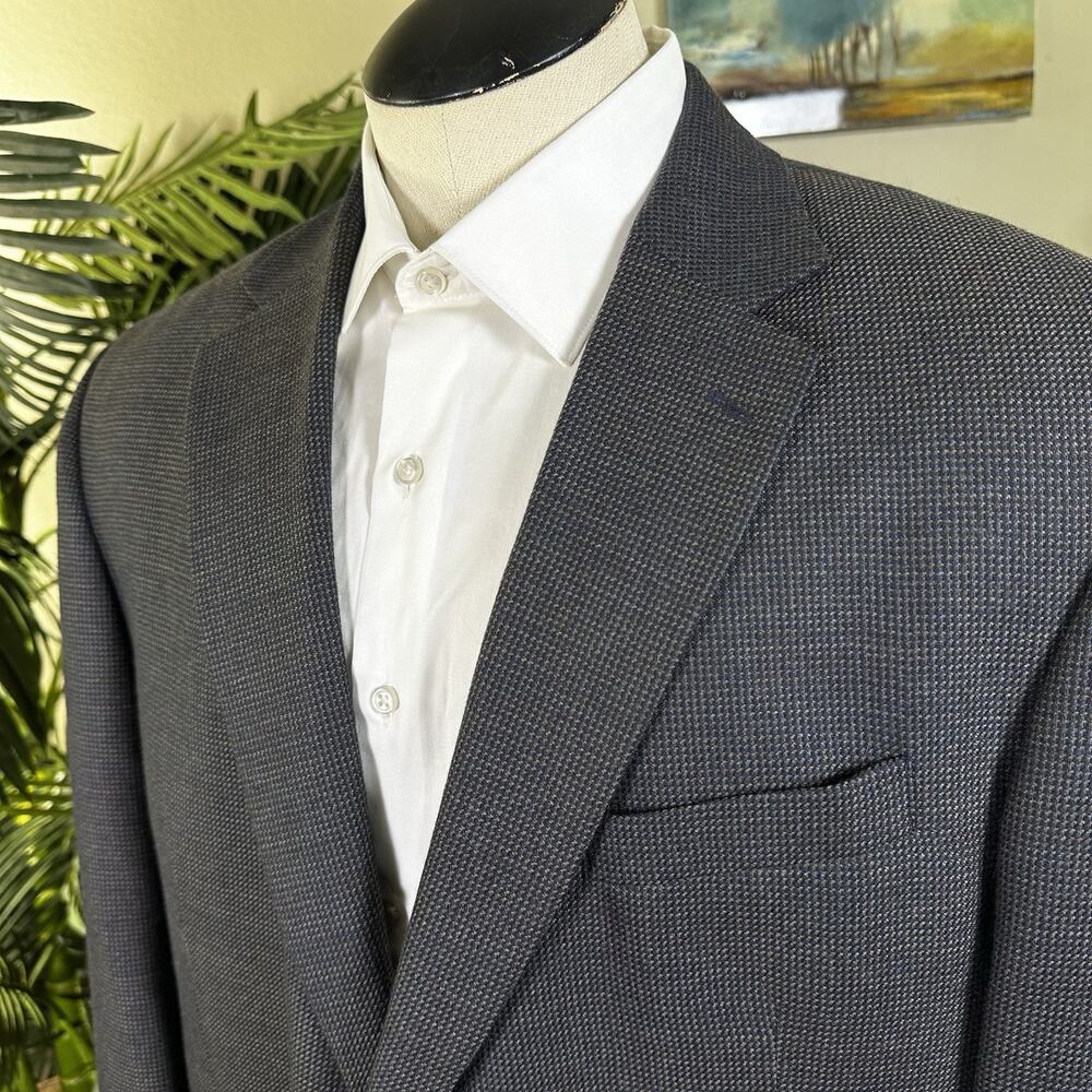 Nautica Sport coat Blazer 46L Navy Gold weave Lambswool